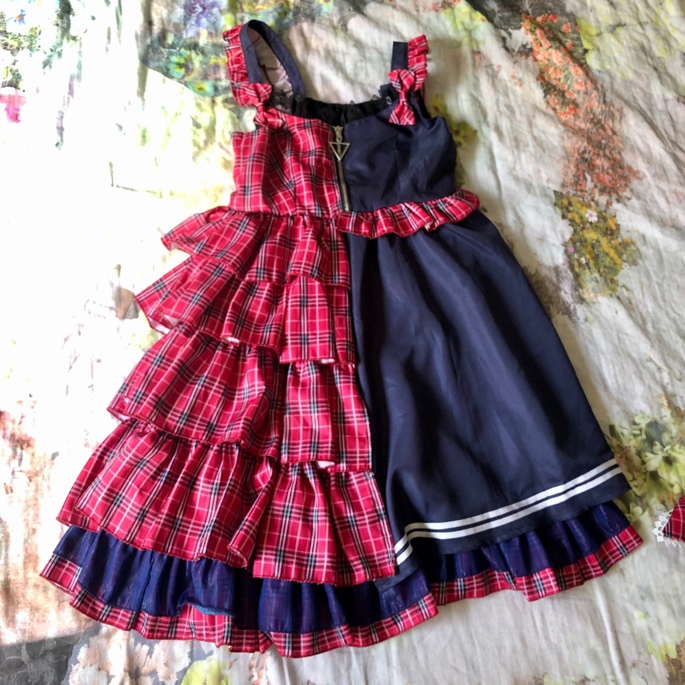 Punk Lolita Dress Jumperskirt Cosplay Costume Kawaii Schoolgirl Size S